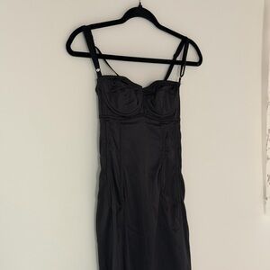 Vintage Dolce & Gabbana Black Silk Corset Slip Dress Made In Italy